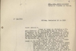 [Oficio N°340111] 1950 noviembre 10, Bilbao, España [al] Ministro de Relaciones Exteriores [Chile]