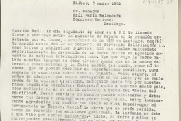 [Carta] 1951 marzo 8, Bilbao, España [a] Raúl Marín Balmaceda, Santiago [Chile]