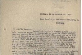 [Carta] 1948 octubre 12, Mendoza, Argentina [a] Maximiano Errázuriz V., Santiago [Chile]
