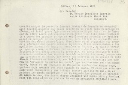[Carta] 1951 febrero 16, Bilbao, España [a] Sergio Fernández Larrain, Santiago [Chile]