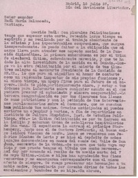 [Carta] 1957 julio 18, Madrid, España [a] Raúl Marín Balmaceda, Santiago [Chile]