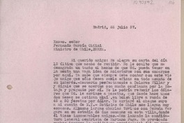 [Carta] 1957 julio 22, Madrid, España [a] Fernando García Oldini, Berna