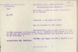 [Oficio N°298] 1971 abril 3, Santiago, Chile [a] Juan Mujica de la Fuente, Cordoba, Argentina