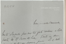 [Carta] 1936 febrero 13, Lisboa, Portugal [a] Juan Mujica de la Fuente