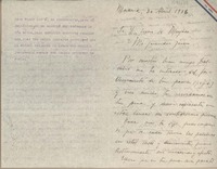 [Carta] 1936 abril 30, Madrid, España [a] Juan Mujica de la Fuente