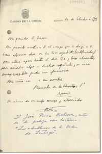 [Carta] 1933 septiembre 10, Segovia, España [a] Juan Mujica