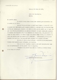 [Carta] 1957 julio 15, Berna, Suiza [a] Juan Mujica de la Fuente
