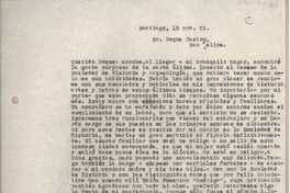 [Carta] 1951 noviembre 15, Santiago, Chile [a] Roque Castro