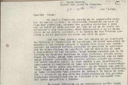 [Carta] 1951 agosto 28, Santiago, Chile [a] Roque Castro