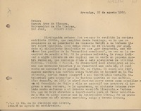 [Carta] 1960 agosto 25, Arequipa, Perú [a] Margot Arce, San Juan, Puerto Rico