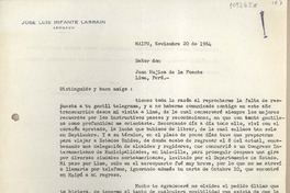 [Carta] 1964 noviembre 20, Santiago, Chile [a] Juan Mujica de la Fuente, Lima, Perú