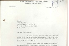 [Carta] 1964 mayo 5, Washington D.C. [a] Juan Mujica, Lima, Perú