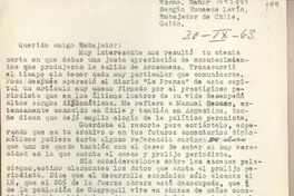 [Carta] 1963 septiembre 30, Arequipa, Perú [a] Sergio Huneeus Lavín, Quito, Ecuador