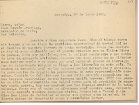 [Carta] 1960 junio 20, Arequipa, Perú [a] Juan Guzmán Cruchaga, San Salvador