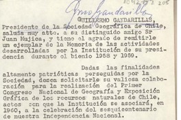 [Carta] 1960 enero 8, Santiago, Chile [a] Juan Mujica, Arequipa, Perú