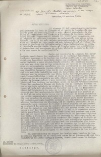 [Oficio Consular N°28021] 1961 octubre 25, Arequipa, Perú [al] Ministro de Relaciones Exteriores, Santiago, Chile