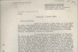 [Oficio Consular N°51] 1963 enero 8, Arequipa, Perú [al] Ministro de Relaciones Exteriores, Santiago, Chile