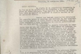 [Oficio Consular] 1962 noviembre 14, Arequipa, Perú [al] Ministro de Relaciones Exteriores, Santiago, Chile