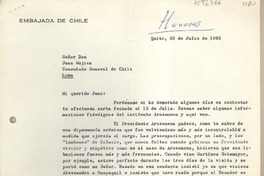 [Carta] 1963 julio 23, Quito, Ecuador [a] Juan Mujica de la Fuente, Lima, Perú