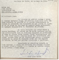 [Carta] 1964 mayo 22, Santiago, Chile [a] Juan Mujica, Lima, Perú