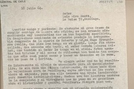 [Carta] 1964 julio 18, Lima, Perú [a] Luis Lira Montt, Santiago, Chile