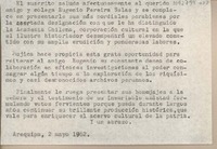 [Carta] 1962 mayo 2, Arequipa, Perú [a] Eugenio Pereira Salas.