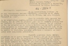 [Carta] 1963 agosto 26, Arequipa, Perú [a] Sergio Larraín Easton, Santiago, Chile