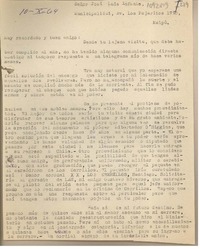 [Carta] 1964 octubre 10, Lima, Perú [a] José Luis Infante, Santiago, Chile