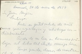 [Carta] 1959 enero 30, Asunción, Paraguay [a] Juan Mujica, Santiago, Chile