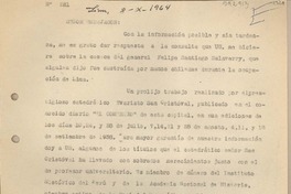 [Oficio consular N°221] 1964 octubre 8, Lima, Perú [al] Embajador de Chile en Lima, Perú