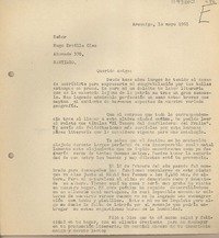 [Carta] 1961 mayo 10, Arequipa, Perú [a] Hugo Ercilla Olea, Santiago, Chile