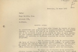 [Carta] 1961 mayo 10, Arequipa, Perú [a] Hugo Ercilla Olea, Santiago, Chile
