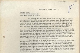 [Carta] 1962 marzo 8, Arequipa, Perú [a] Sergio Fernández Larraín, Madrid, España