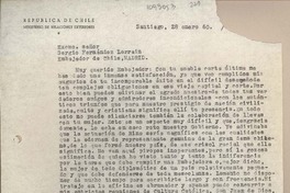 [Carta] 1960 enero 28, Santiago, Chile [a] Sergio Fernández Larraín, Madrid, España