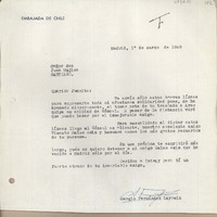 [Carta] 1960 marzo 1, Madrid, España [a] Juan Mujica, Santiago, Chile
