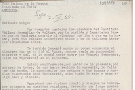 [Carta] 1960 abril 7, Santiago, Chile [a] Juan Mujica de la Fuente, Arequipa, Perú
