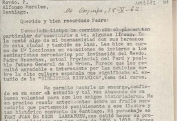 [Carta] 1962 mayo 18, Arequipa, Perú [a] R.P. Alfonso Morales, Santiago, Chile