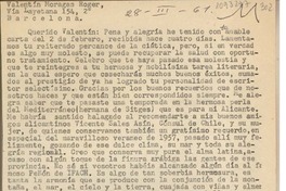 [Carta] 1961 marzo 28, Arequipa, Perú [a] Valentín Moragas Roger, Barcelona, España