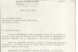 [Carta] 1958 mayo 19, Washington D.C. [a] Juan Mujica, Santiago, Chile