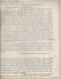 [Carta] 1962 octubre 12, Arequipa, Perú [a] Eugenio Pereira Salas, Santiago, Chile