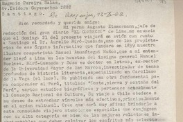 [Carta] 1962 octubre 12, Arequipa, Perú [a] Eugenio Pereira Salas, Santiago, Chile
