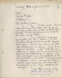[Carta] 1963 febrero 26, Santiago, Chile [a] Juan Mujica, Arequipa, Perú