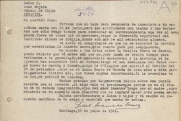 [Carta] 1961 julio 30, Santiago, Chile [a] Juan Mujica, Arequipa, Perú
