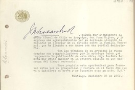[Carta] 1960 diciembre 29, Santiago, Chile [a] Juan Mujica, Arequipa, Perú