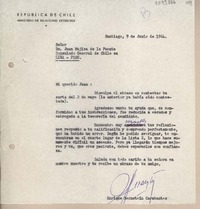 [Carta] 1964 junio 9, Santiago, Chile [a] Juan Mujica, Lima, Perú