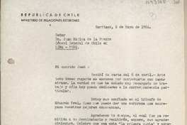 [Carta] 1964 mayo 6, Santiago, Chile [a] Juan Mujica, Lima, Perú