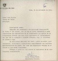 [Carta] 1961 septiembre 14, Lima, Perú [a] Juan Mujica, Arequipa, Perú