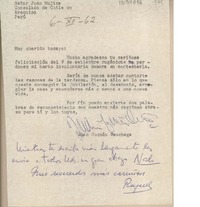 [Carta] 1962 diciembre 6, [Santiago], [Chile] [a] Juan Mujica, Arequipa, Perú