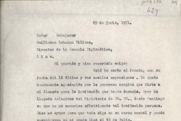 [Carta] 1971 junio 29, Córdoba, Argentina [a] Guillermo Lohmann Villena, Lima, Perú