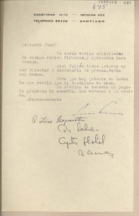 [Carta] [1964], Santiago, Chile [a] Juan Mujica